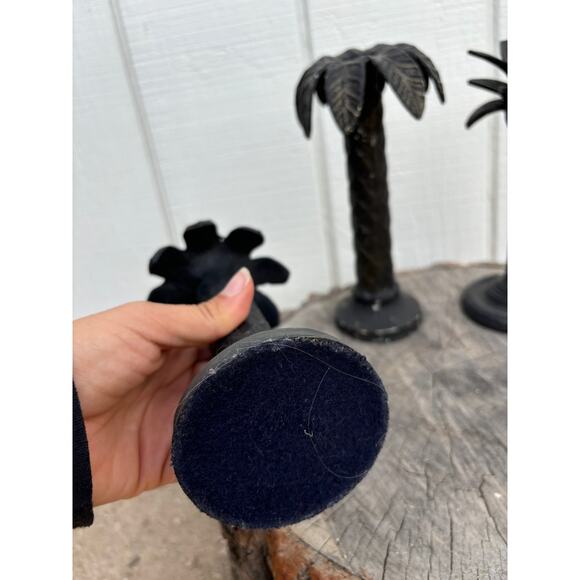 Vintage Palm Tree Candle Sticks, Vintage Beach, Set of 3 - Picture 6 of 8